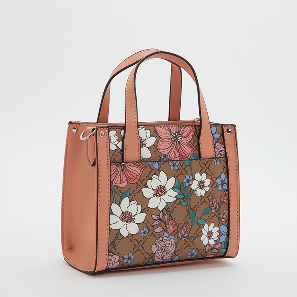 Floral Print Women's Bag - Peach and Brown Nine West LIMITED